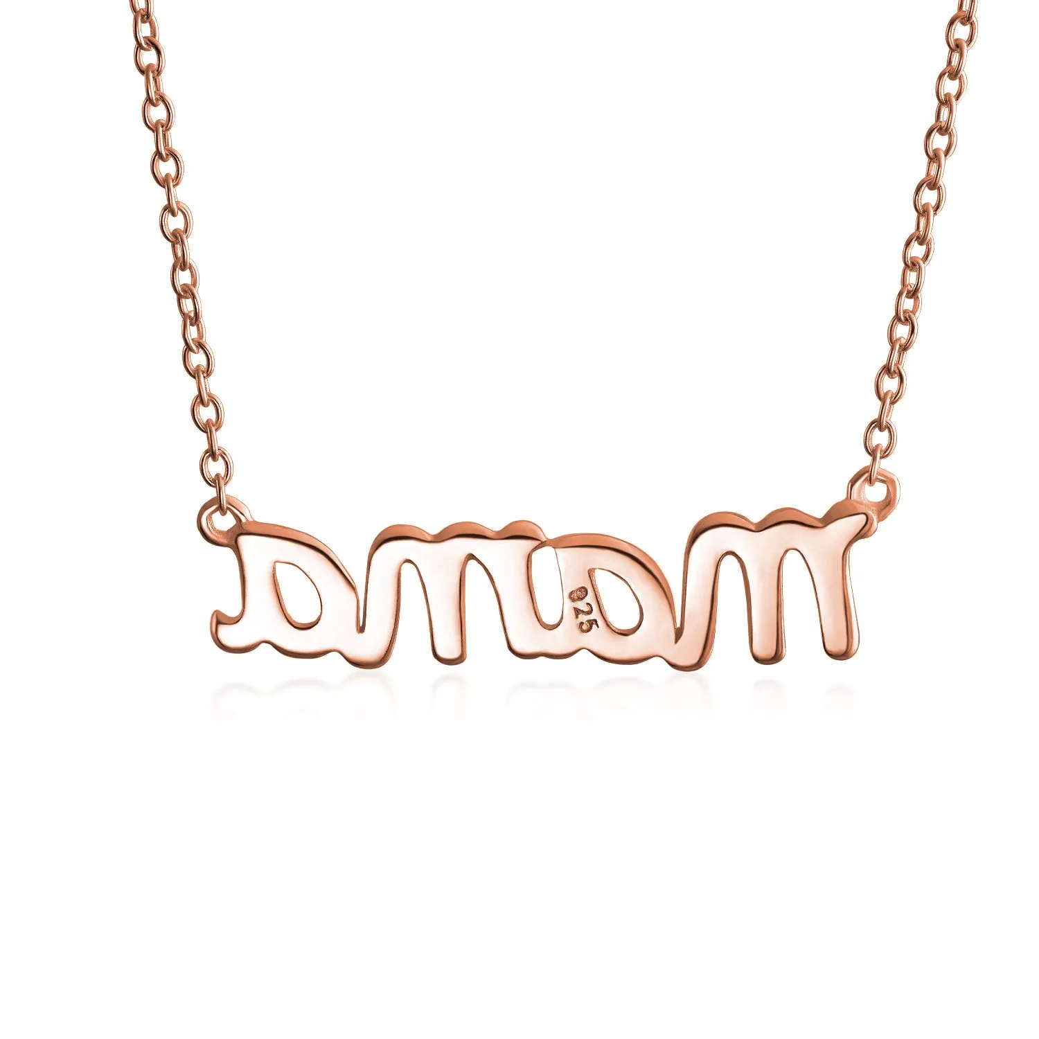 Name Plated MAMA Pendant Necklace for Mother Wife 14K Rose Gold Sterling Silver