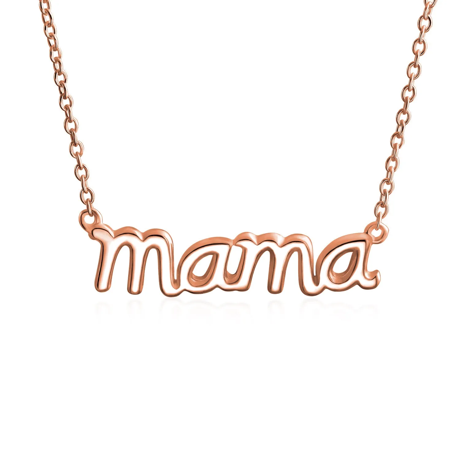 Name Plated MAMA Pendant Necklace for Mother Wife 14K Rose Gold Sterling Silver