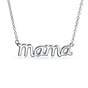 Name Plated MAMA Pendant Necklace for Mother Wife 14K Rose Gold Sterling Silver
