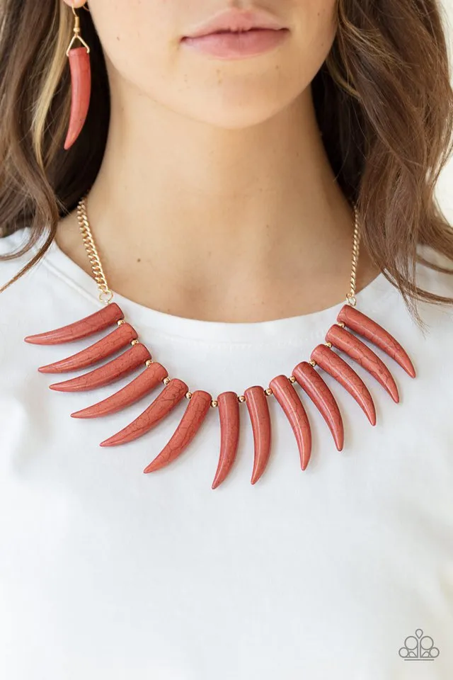 Paparazzi Necklace ~ Tusk Tundra - Brown