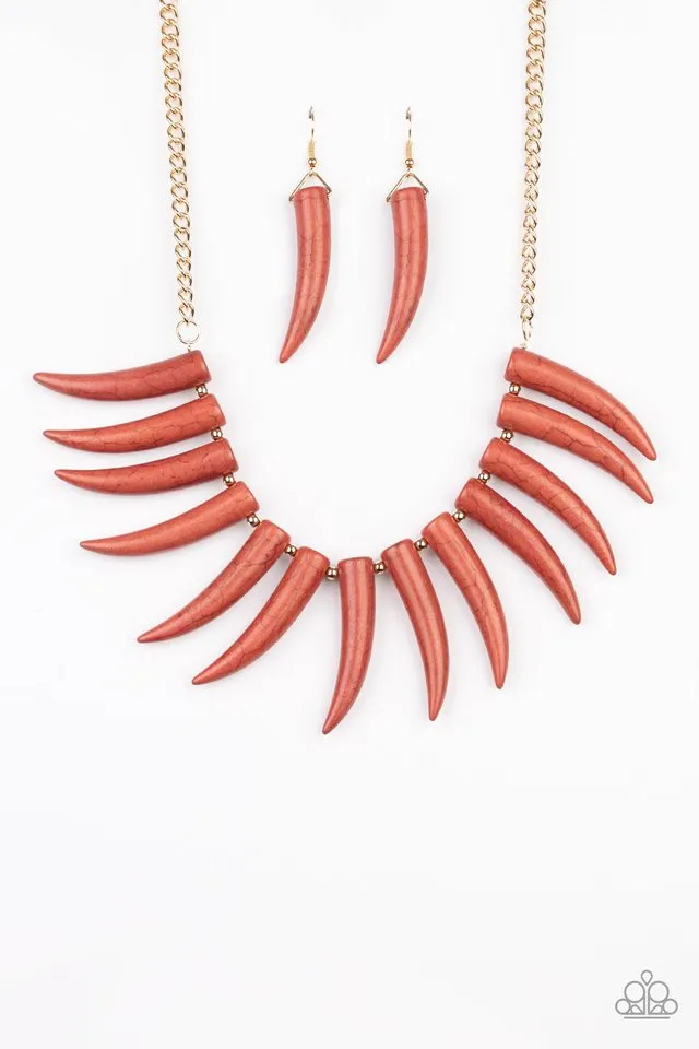 Paparazzi Necklace ~ Tusk Tundra - Brown