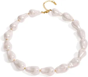 Pearl Necklaces for Women Baroque Chunky Pearl Necklaces Dainty Pearl Dangle Necklaces Vintage Pearl Charm Choker Necklaces Birthday Wedding Jewelry