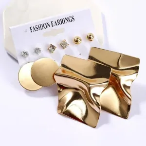 Pinapes Latest Stylish Combo Design Pairs Metal Earrings for Women and Girls (Set Of 6)