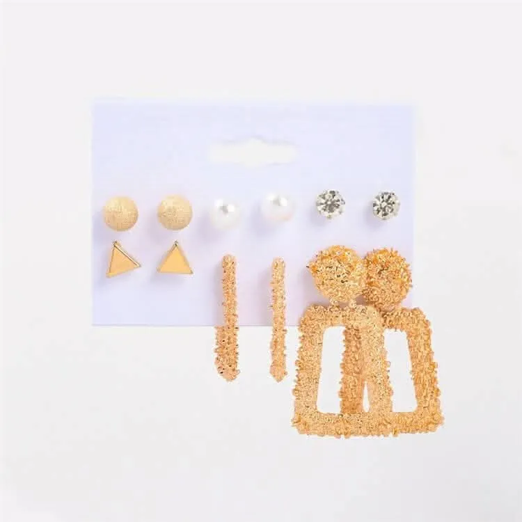 Pinapes Latest Stylish Combo Design Pairs Metal Earrings for Women and Girls (Set Of 6)