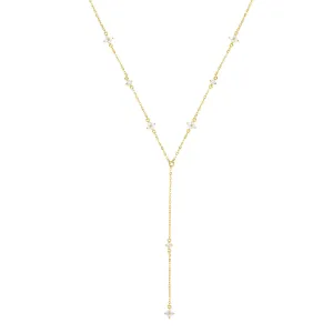 Posy Y Chain Necklace Sterling Silver Gold