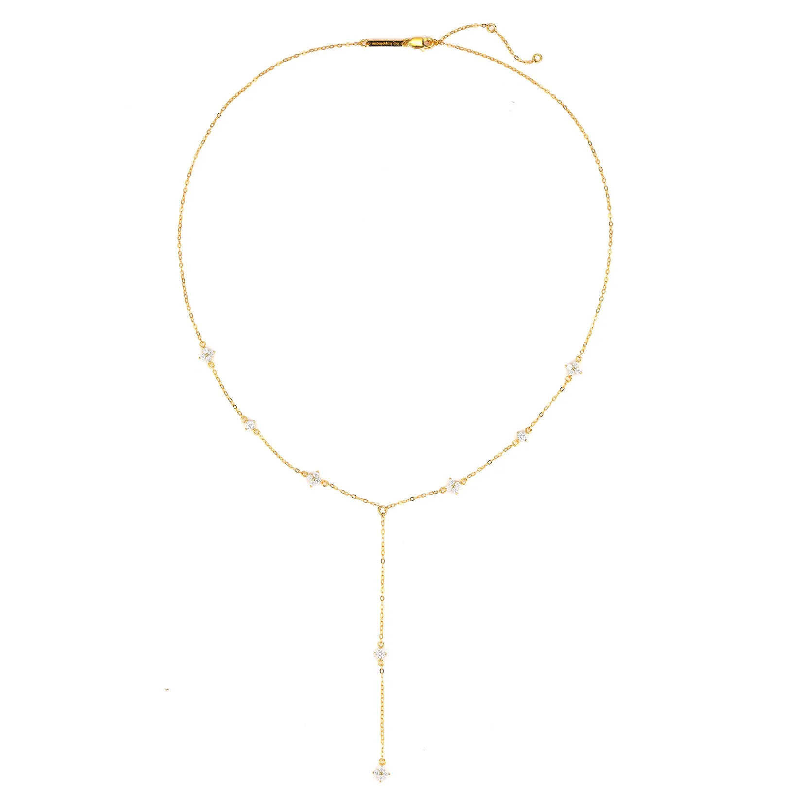 Posy Y Chain Necklace Sterling Silver Gold