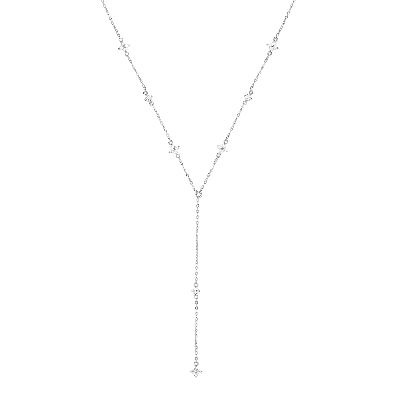 Posy Y Chain Necklace Sterling Silver Gold