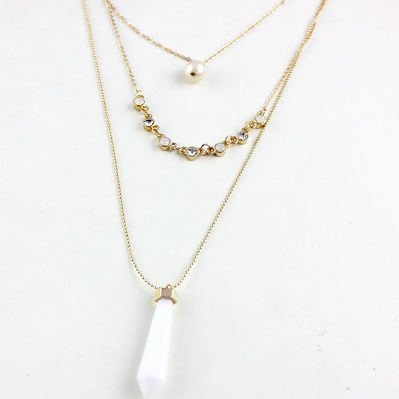 Quartz and Pearl Necklace