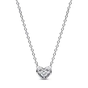 Radiant Heart & Floating Stone Pendant Collier Necklace
