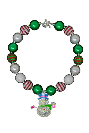 Red & Green Snowman Bubblegum Necklace
