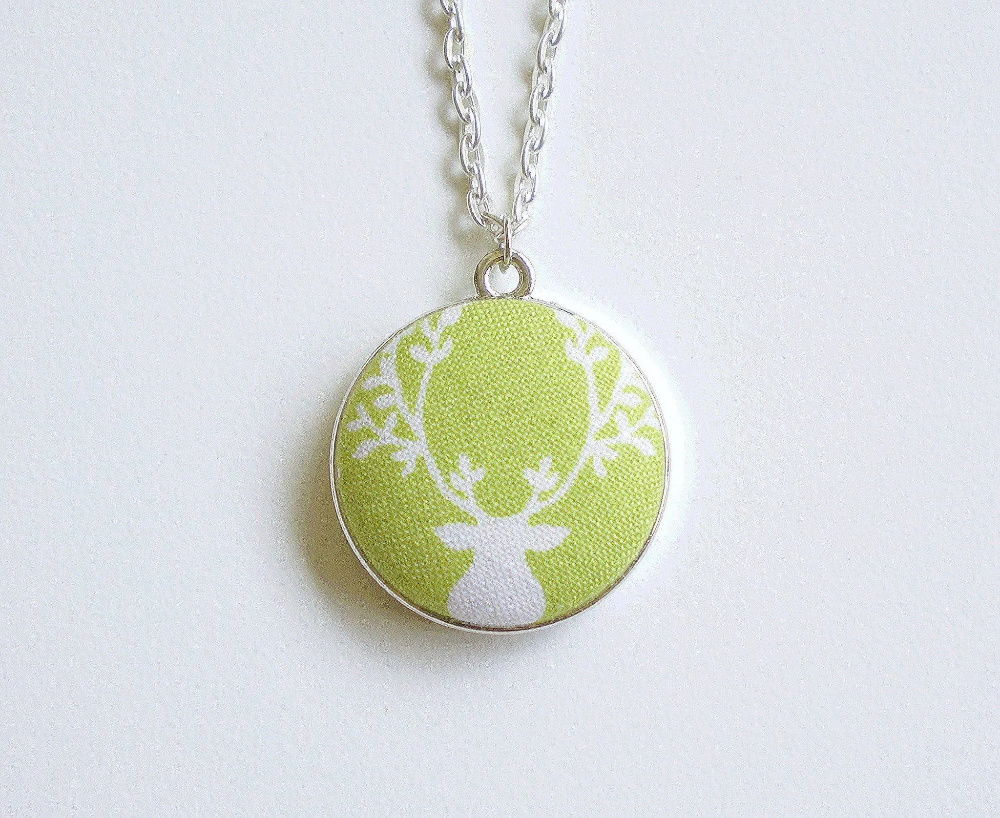 Reon The Deer Handmade Fabric Button Necklace