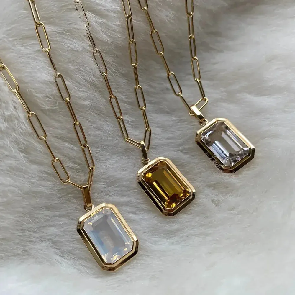 Retro Hip-hop Multicolour Crystal Pendant Necklace for Women