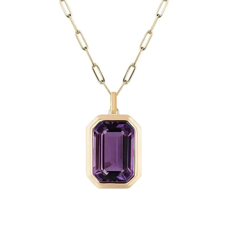 Retro Hip-hop Multicolour Crystal Pendant Necklace for Women