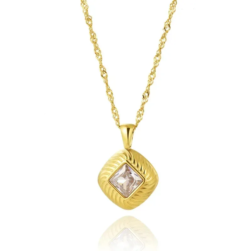 Retro Hip-hop Multicolour Crystal Pendant Necklace for Women