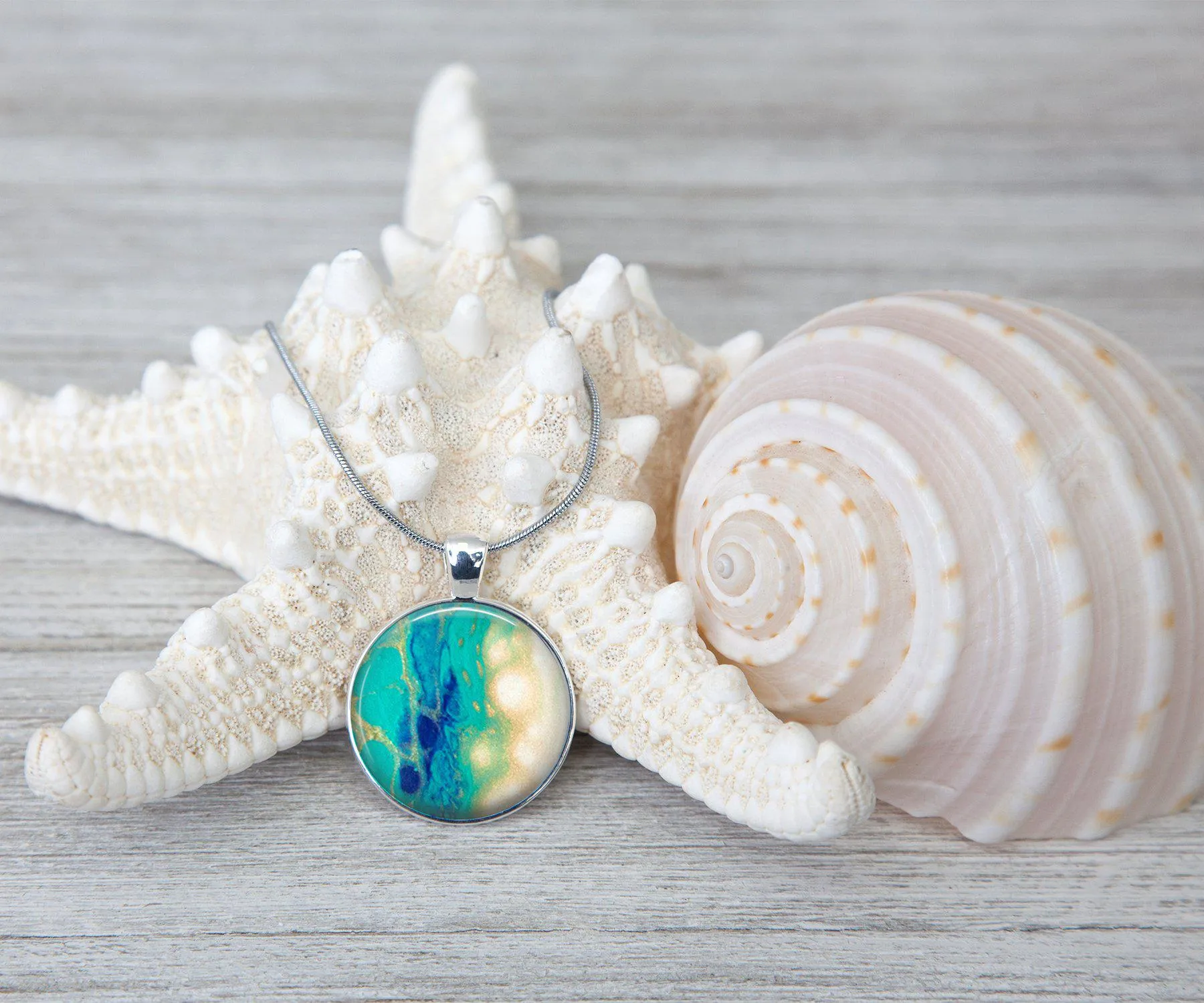 Seaside Glow Circle Necklace | Beach Jewelry | Handmade
