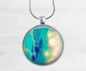 Seaside Glow Circle Necklace | Beach Jewelry | Handmade