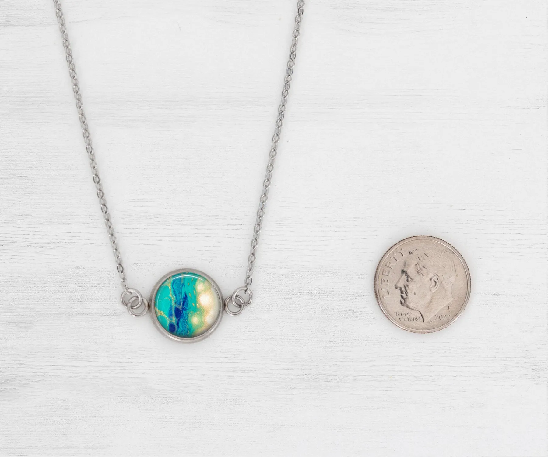 Seaside Glow Small Circle Necklace | Beach Jewelry | Handmade