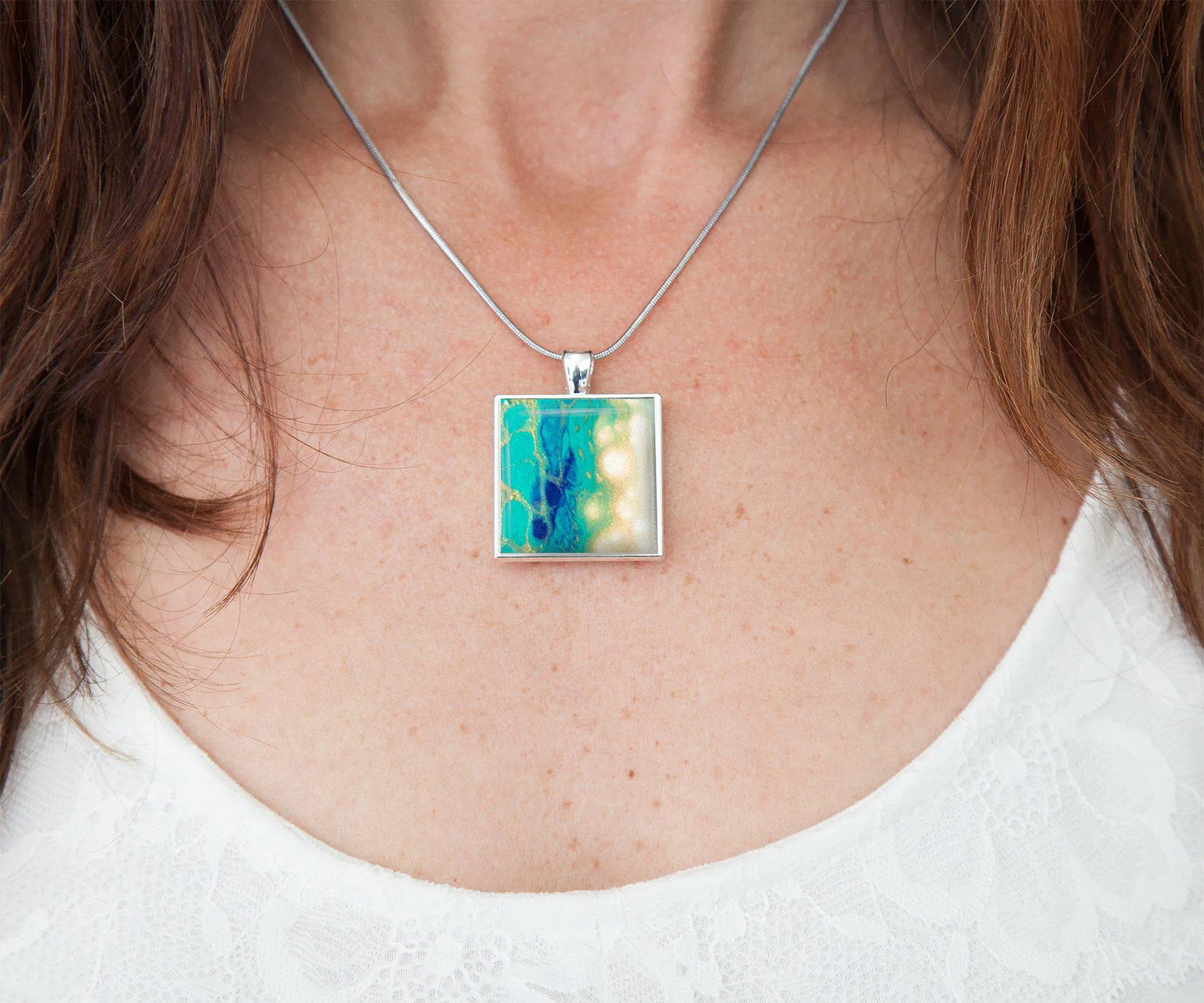 Seaside Glow Square Necklace | Beach Jewelry