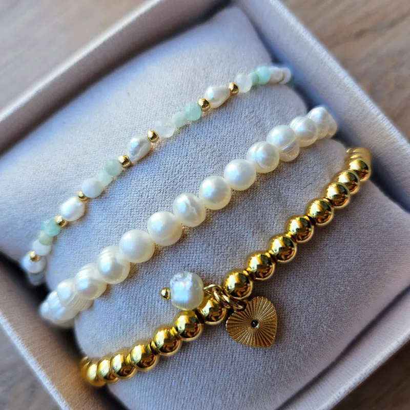Set of 3 Stretch Bracelets Stack By Zafino - Aqua