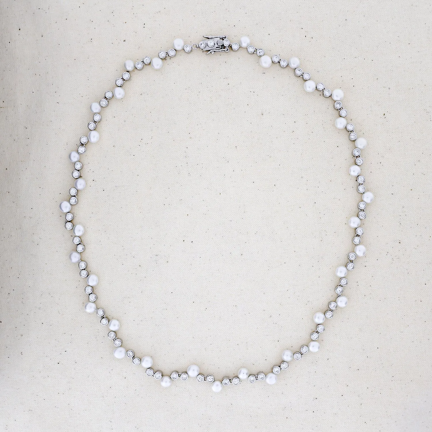 Silver and Pearl Cluster Necklace