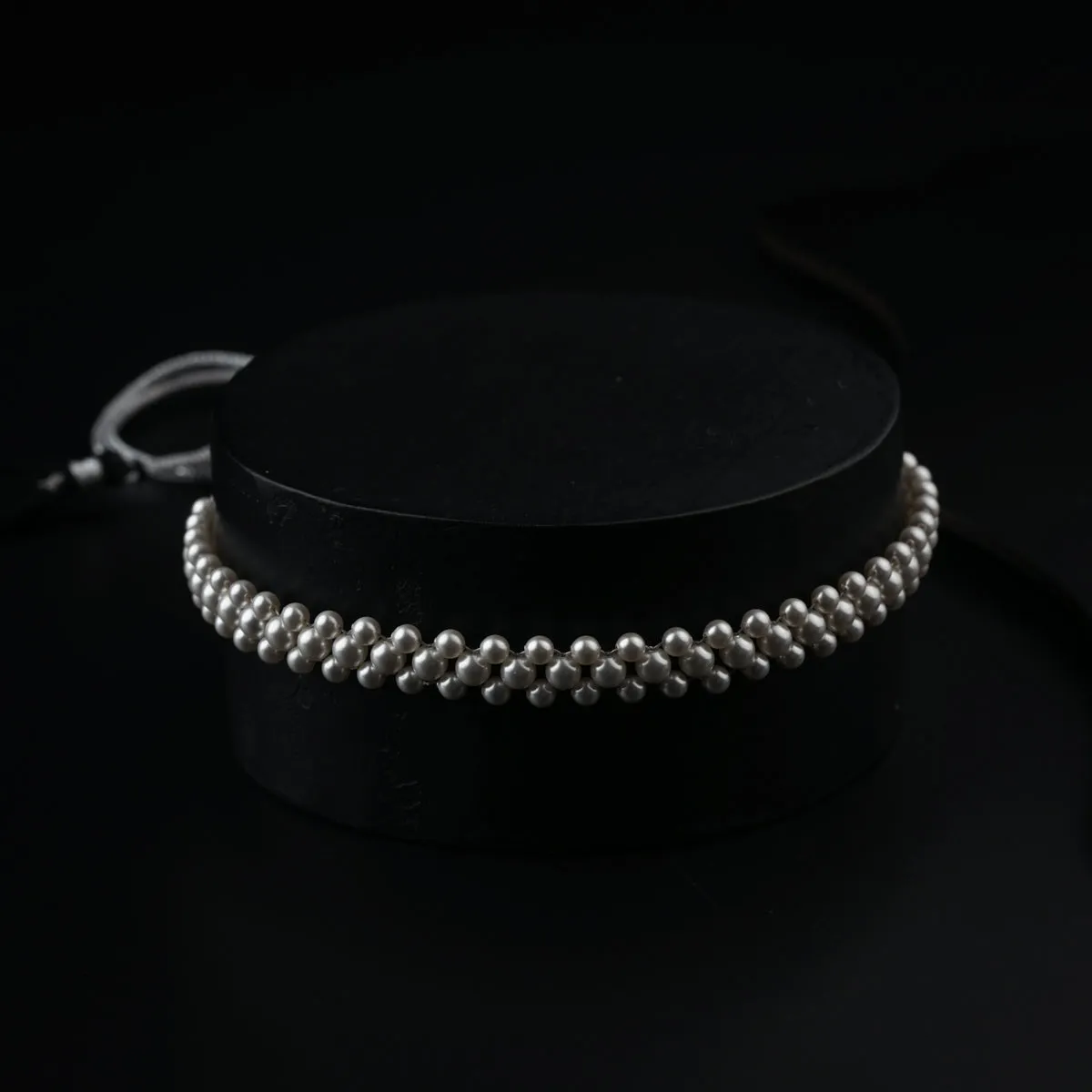 Silver Pearl Beaded Choker Necklace
