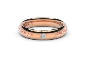 Sleek Elvish Engagement Ring, Red Gold