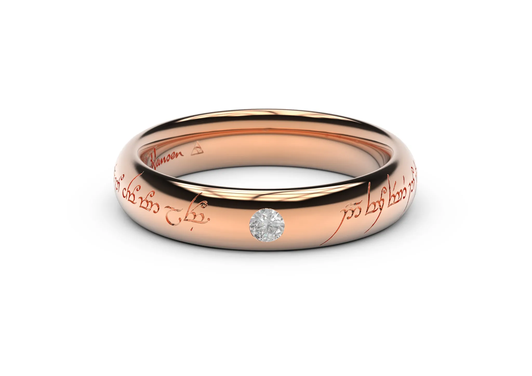 Sleek Elvish Engagement Ring, Red Gold