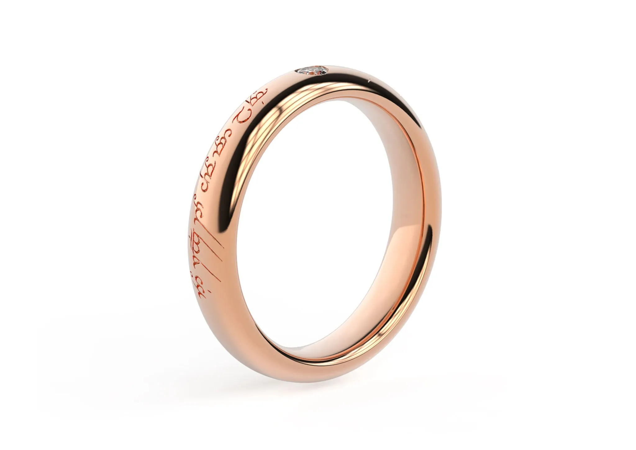 Sleek Elvish Engagement Ring, Red Gold