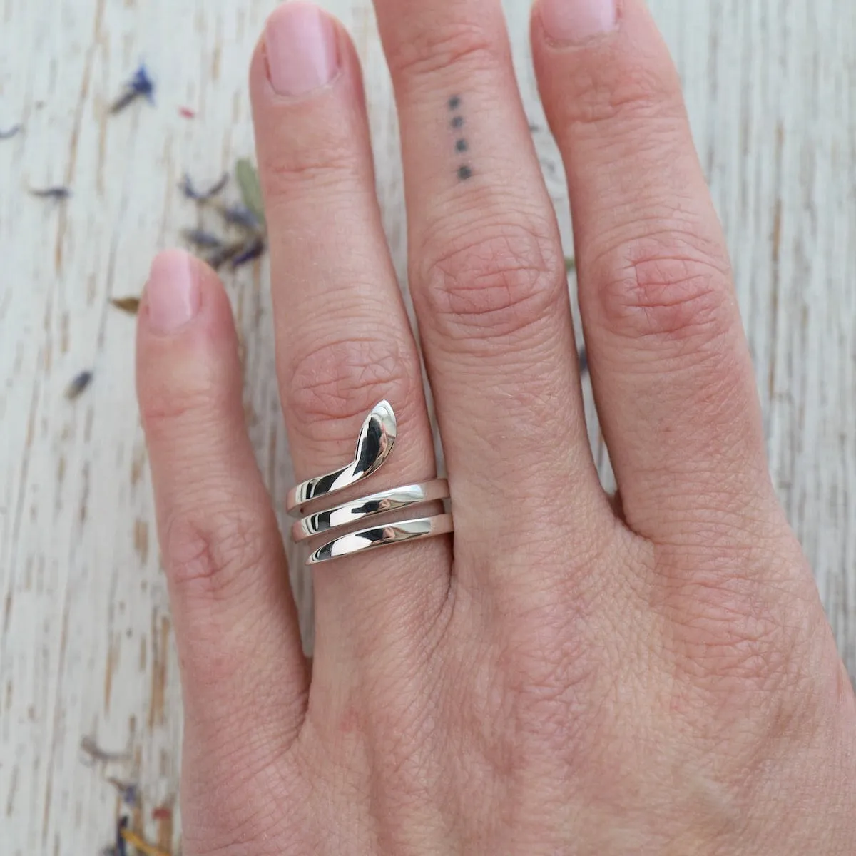 Smooth Silver Coiled Snake Band
