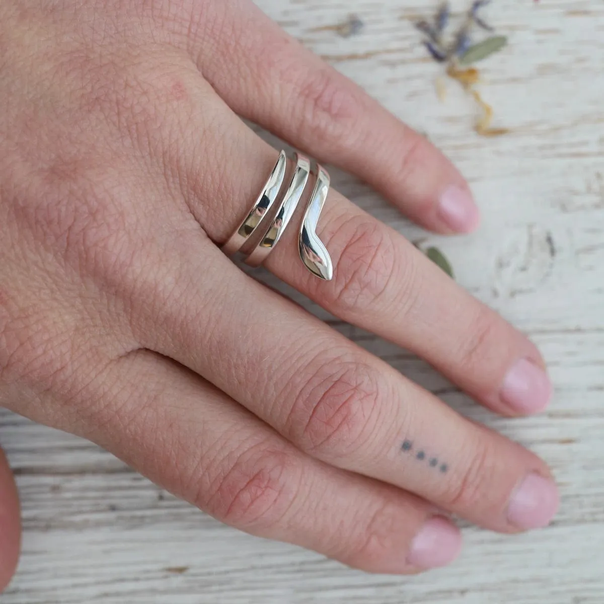 Smooth Silver Coiled Snake Band