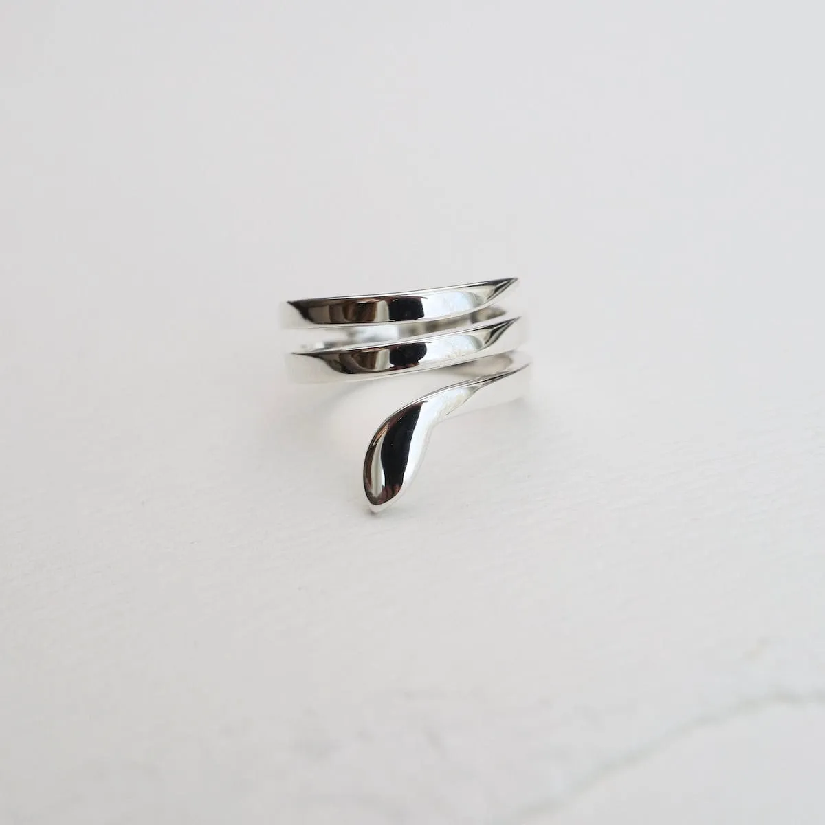 Smooth Silver Coiled Snake Band