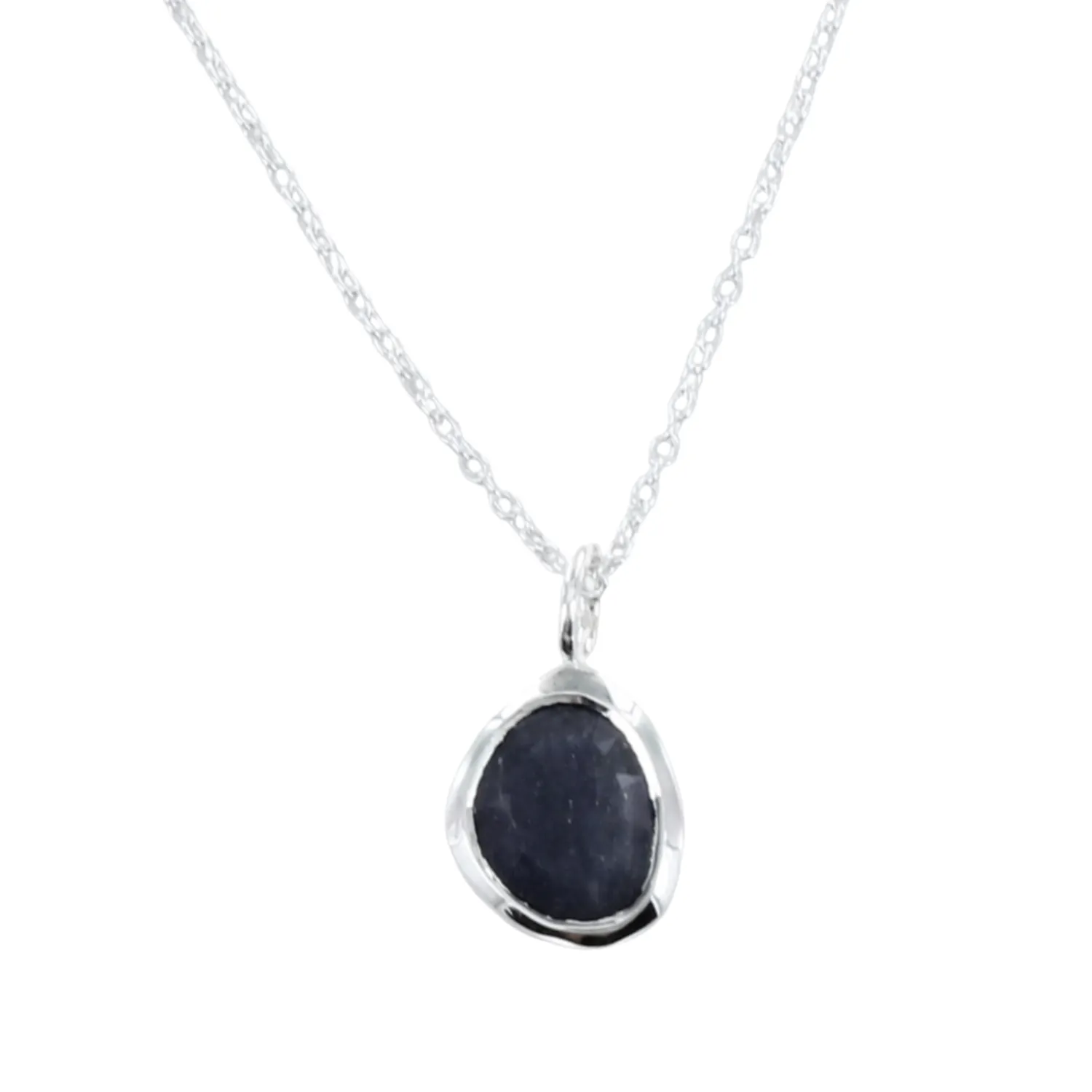 Sterling Silver Birthstone Necklace with Semi-Precious Stone