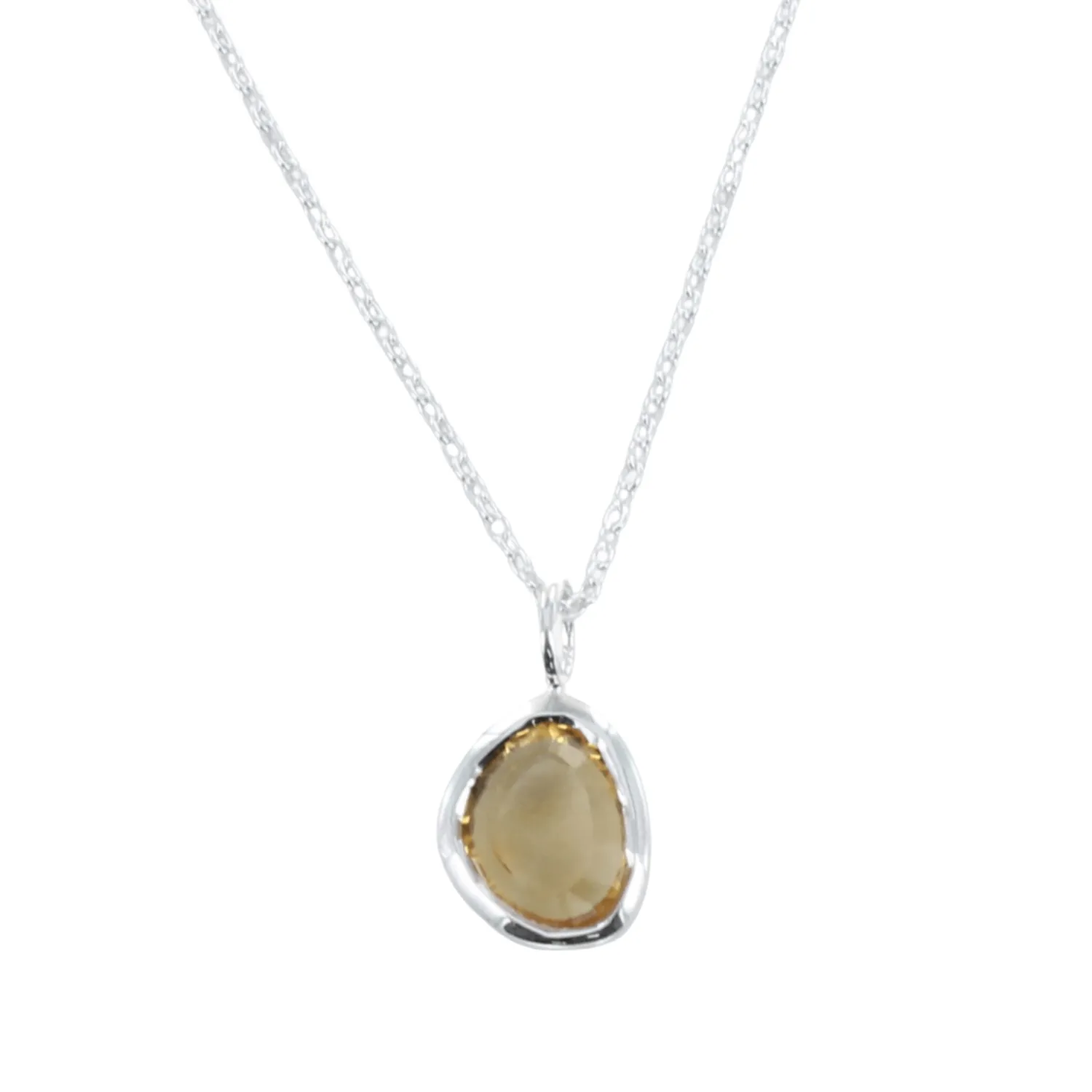 Sterling Silver Birthstone Necklace with Semi-Precious Stone