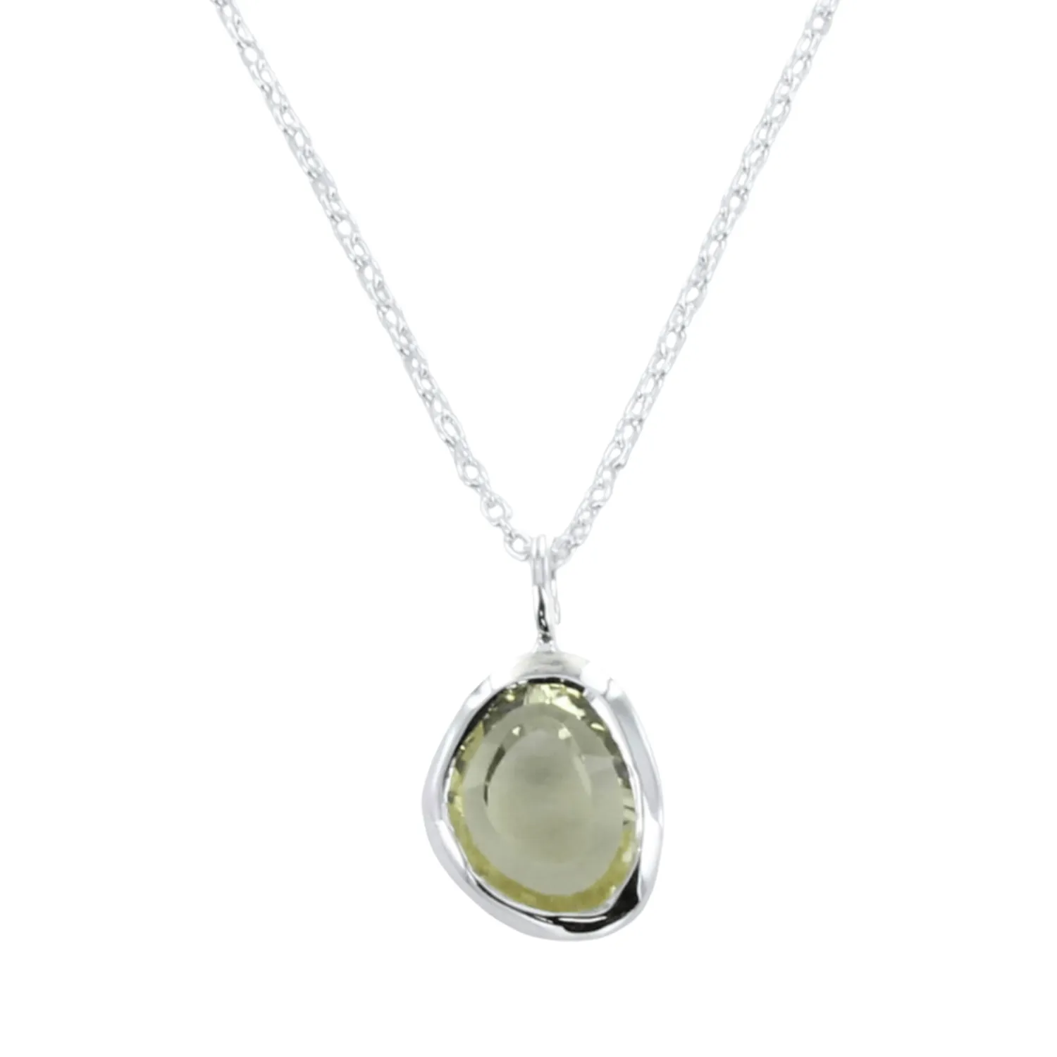 Sterling Silver Birthstone Necklace with Semi-Precious Stone