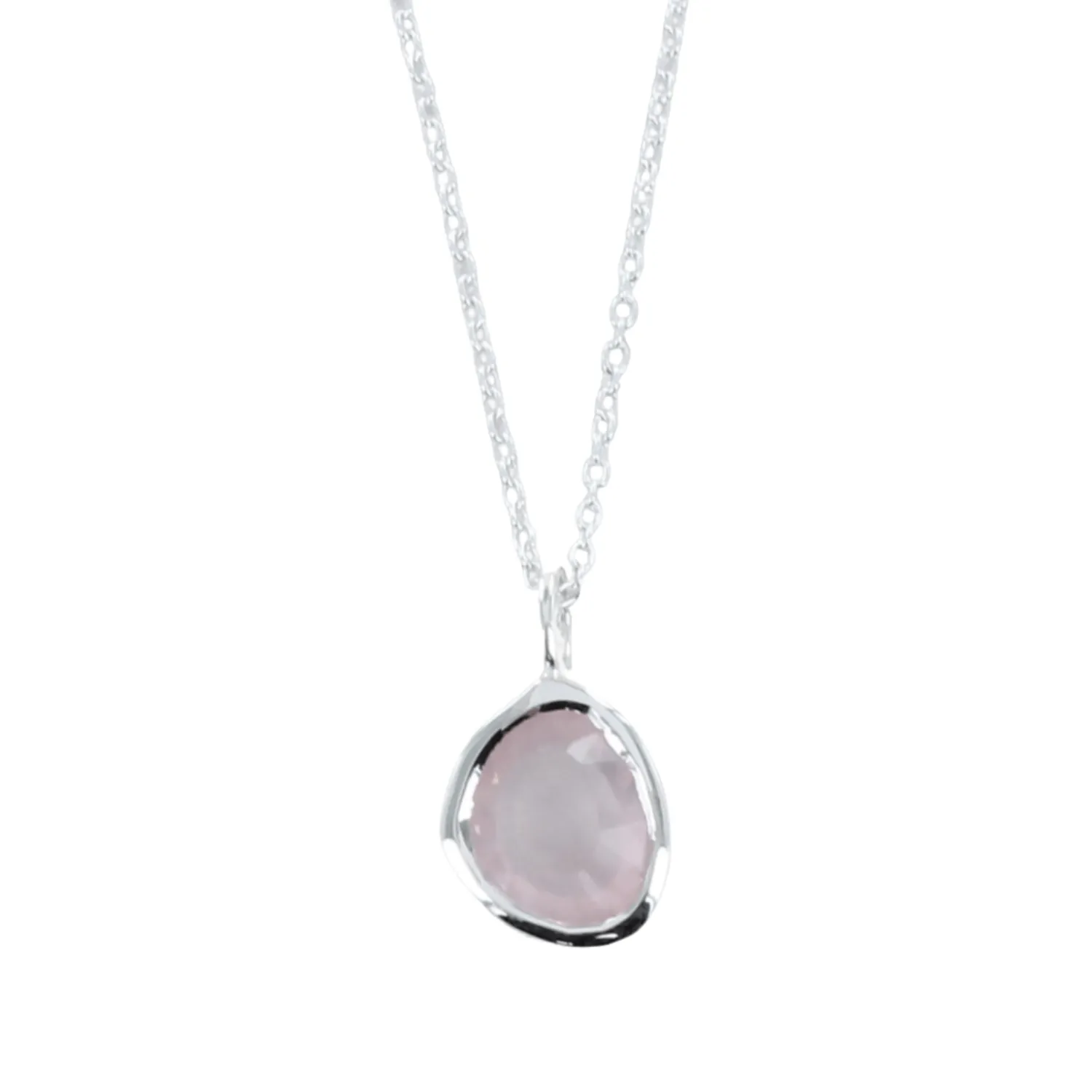 Sterling Silver Birthstone Necklace with Semi-Precious Stone