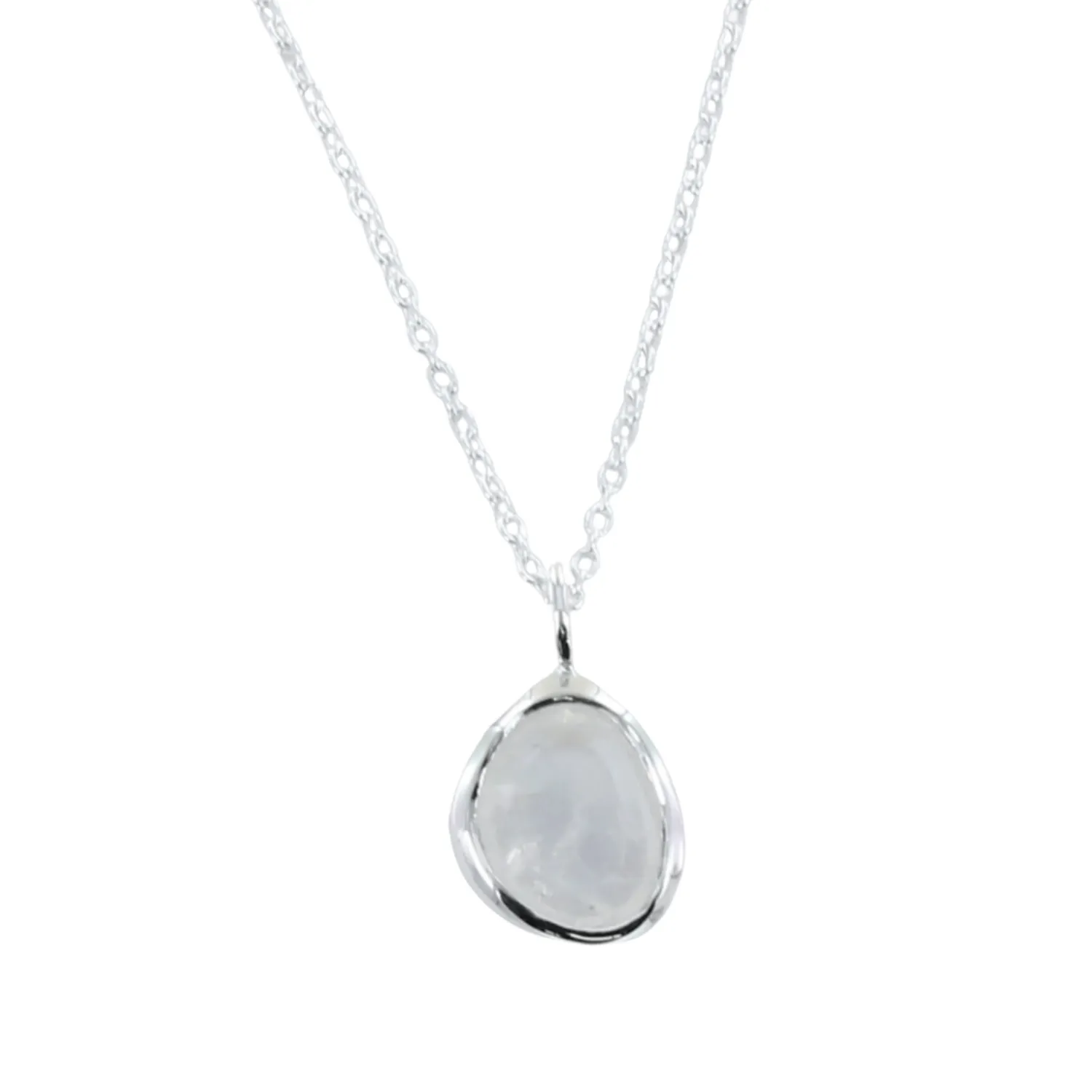 Sterling Silver Birthstone Necklace with Semi-Precious Stone