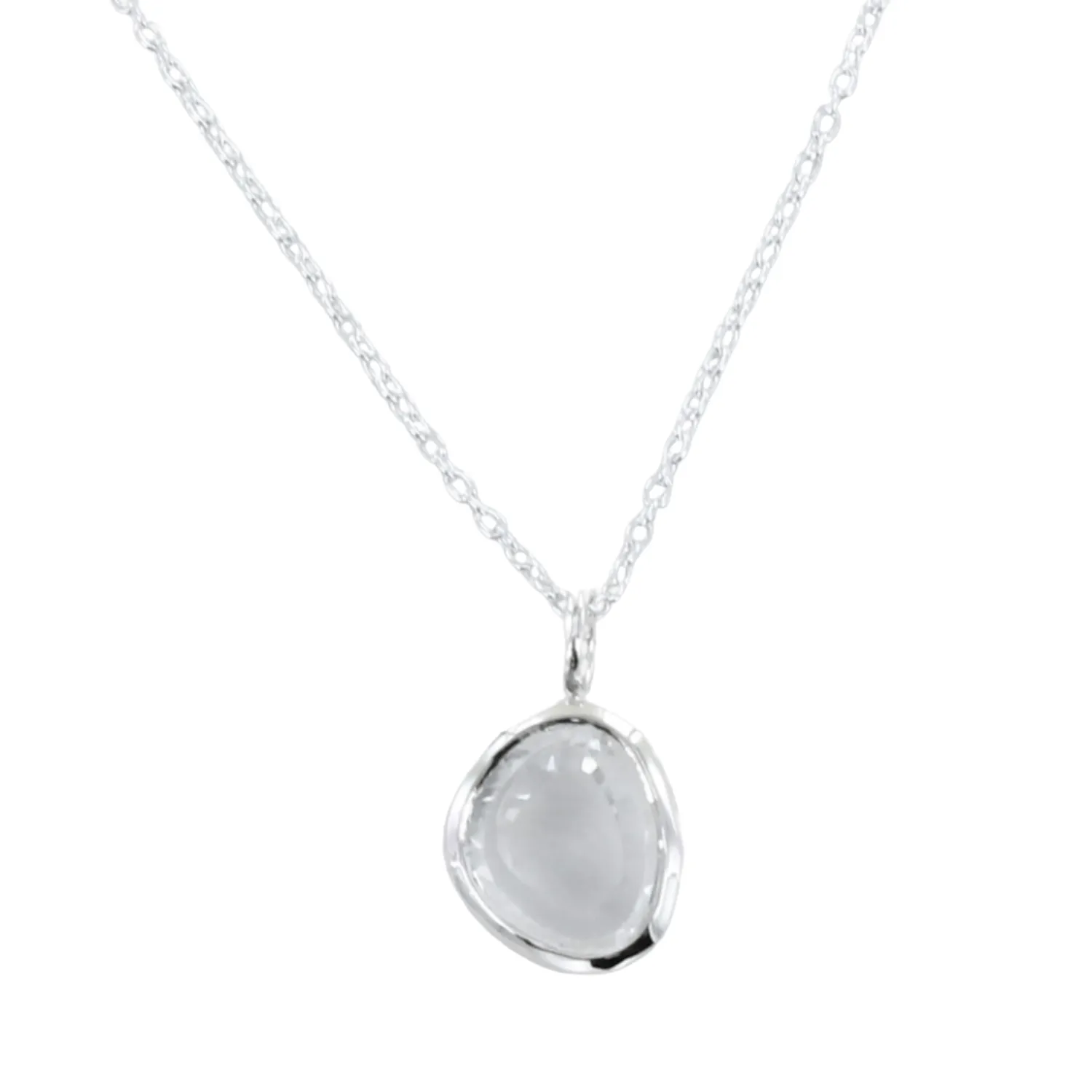 Sterling Silver Birthstone Necklace with Semi-Precious Stone