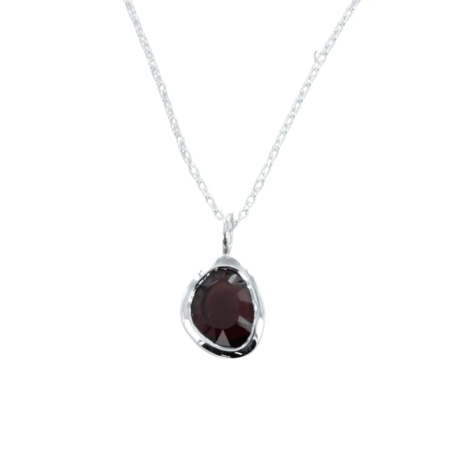 Sterling Silver Birthstone Necklace with Semi-Precious Stone