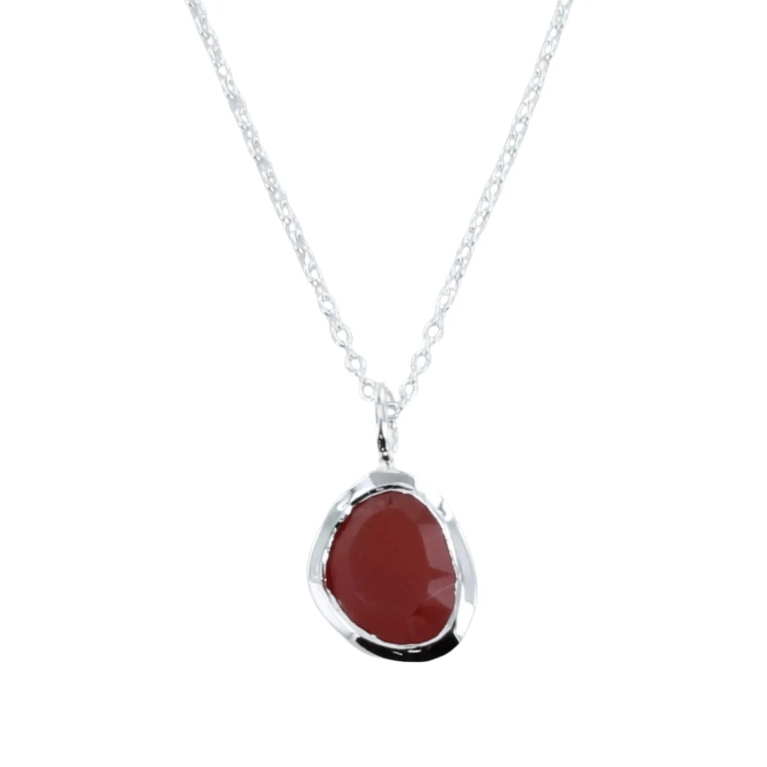 Sterling Silver Birthstone Necklace with Semi-Precious Stone