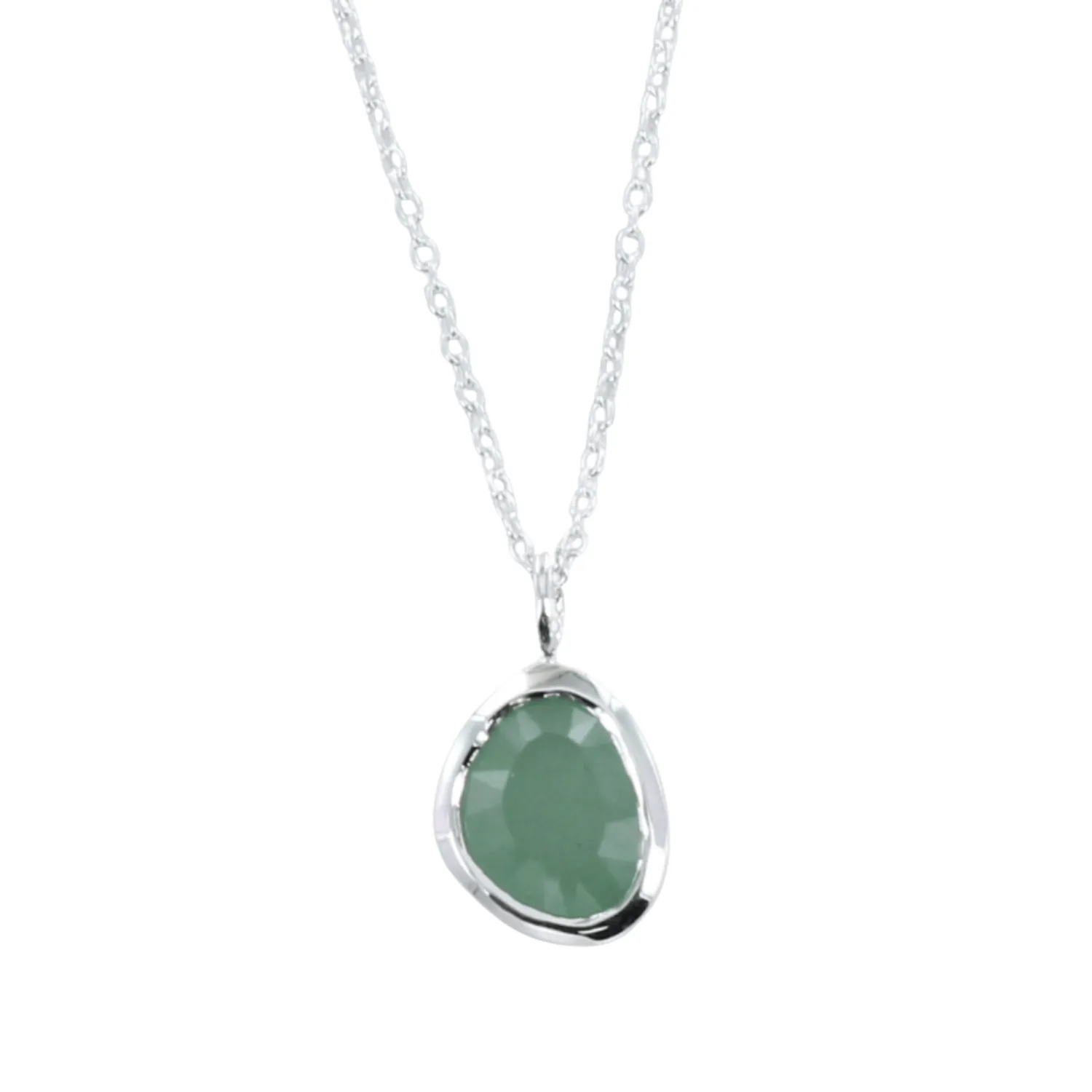 Sterling Silver Birthstone Necklace with Semi-Precious Stone