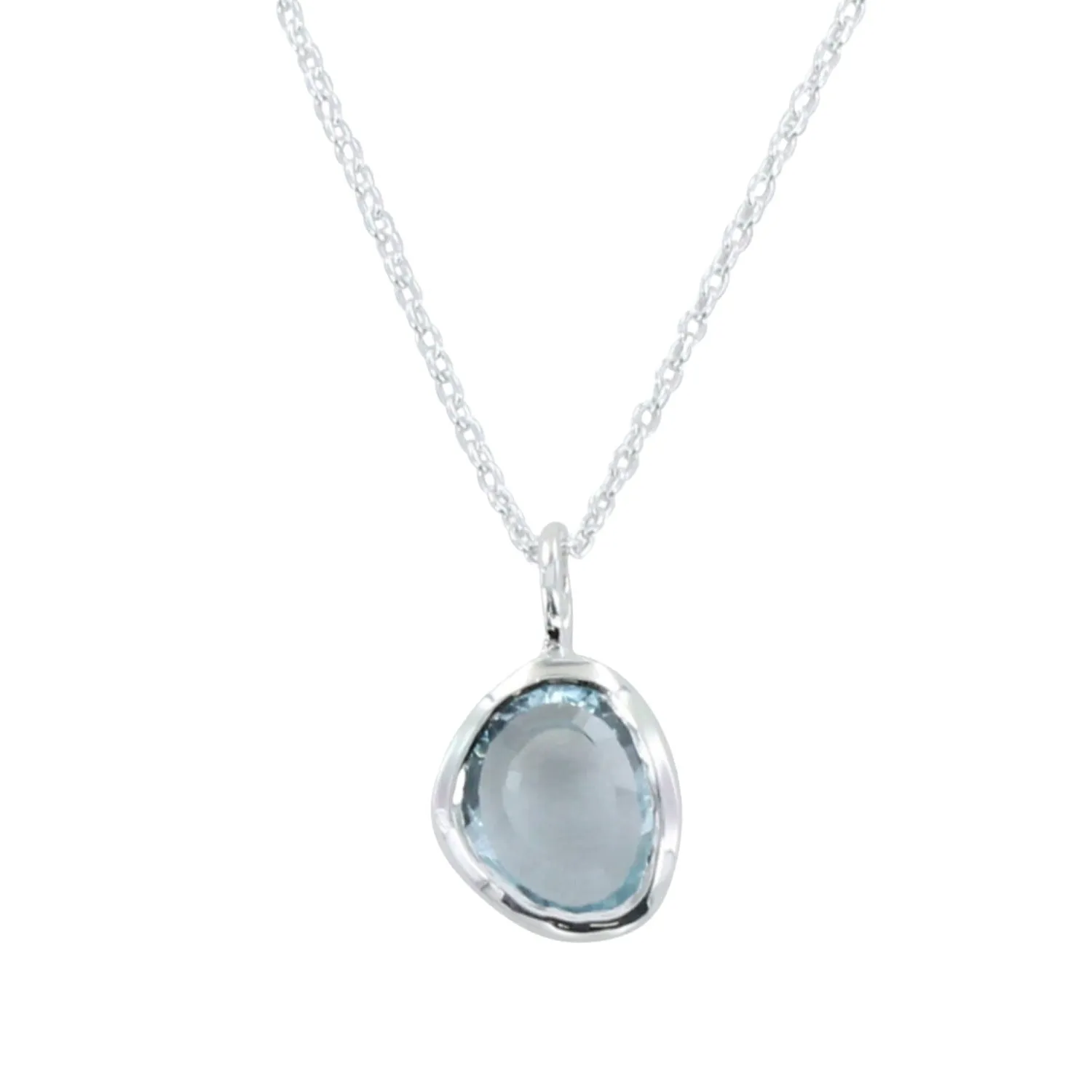 Sterling Silver Birthstone Necklace with Semi-Precious Stone