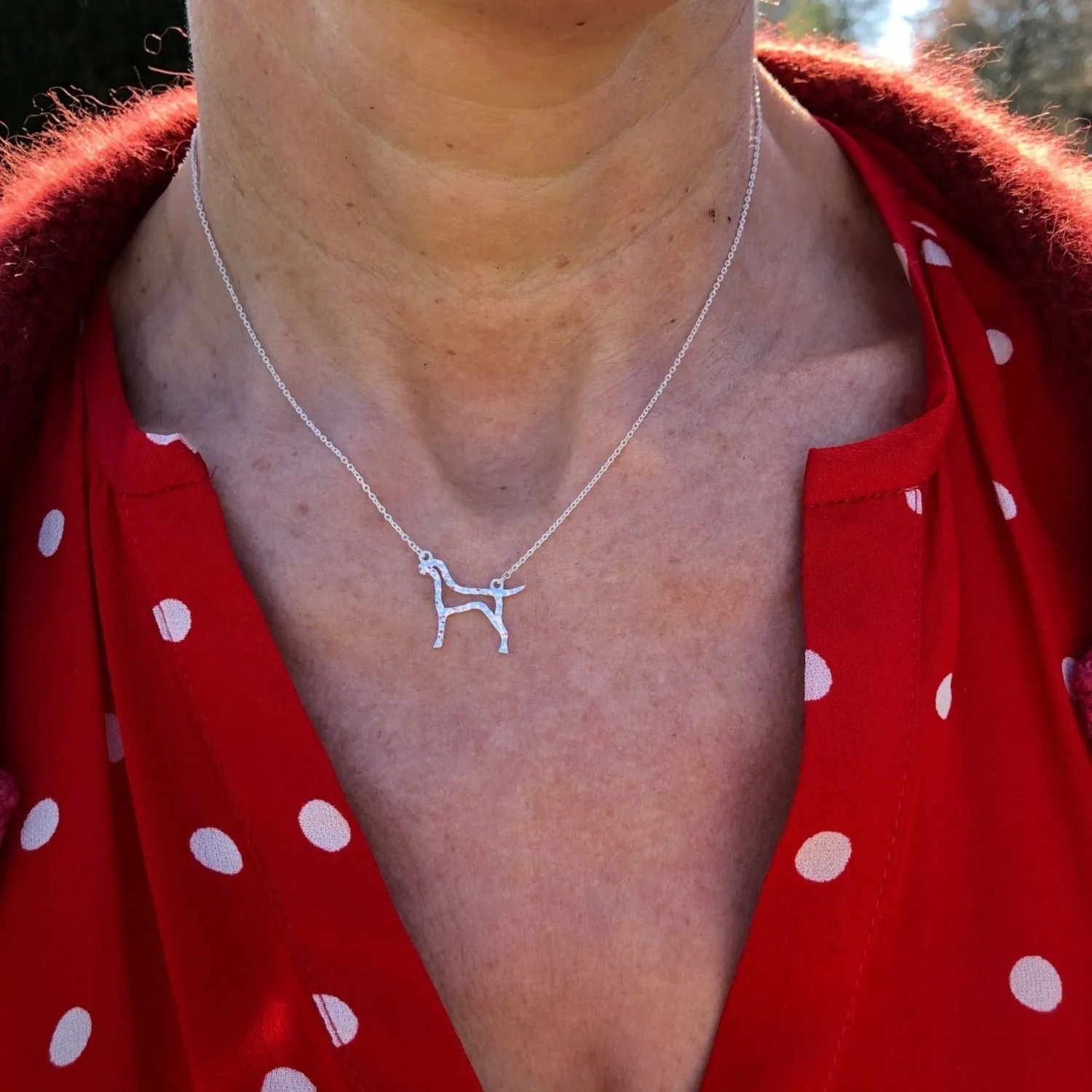 Sterling Silver Hound Silhouette Necklace