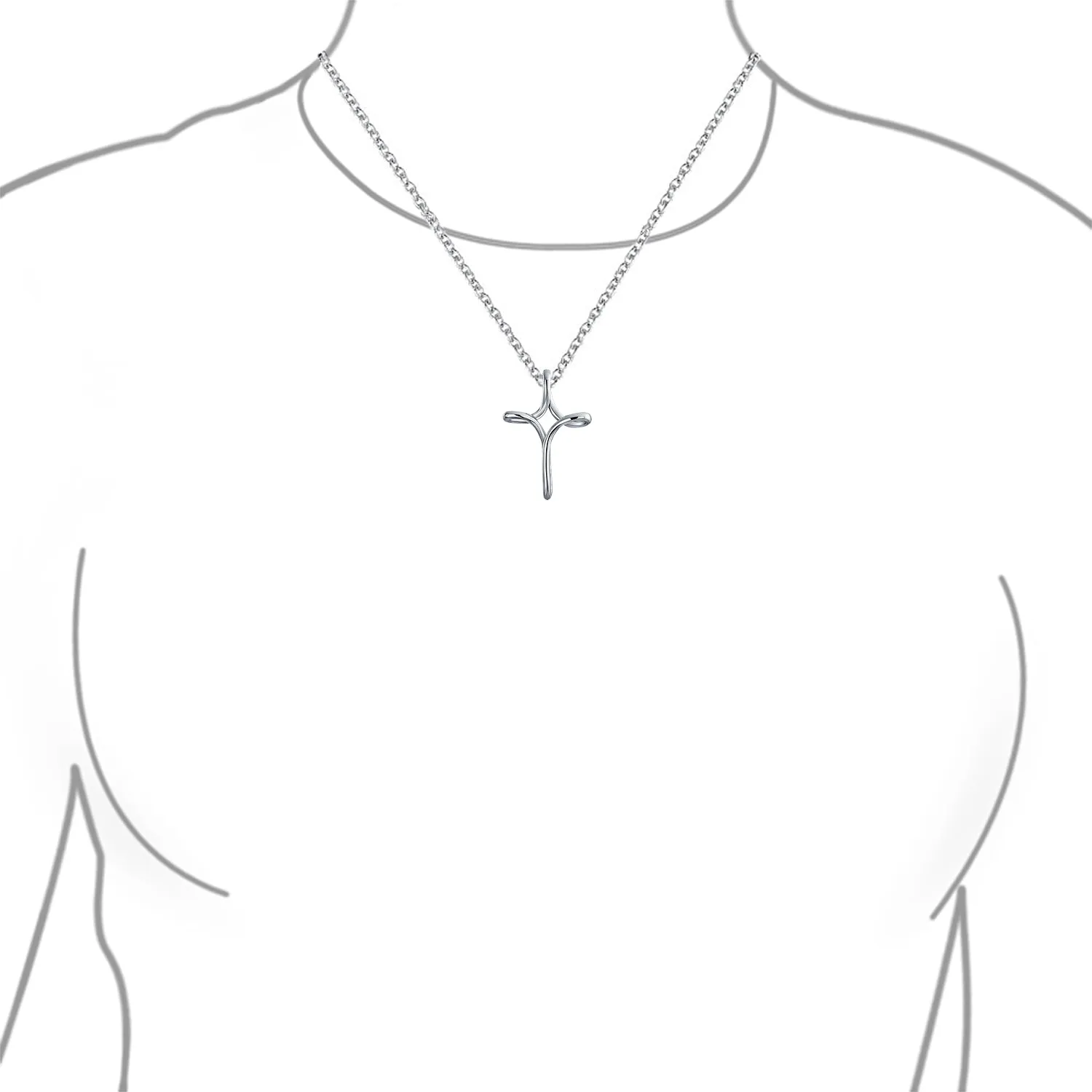 Sterling Silver Infinity Cross Pendant Necklace for Teens - Simple and Elegant Design