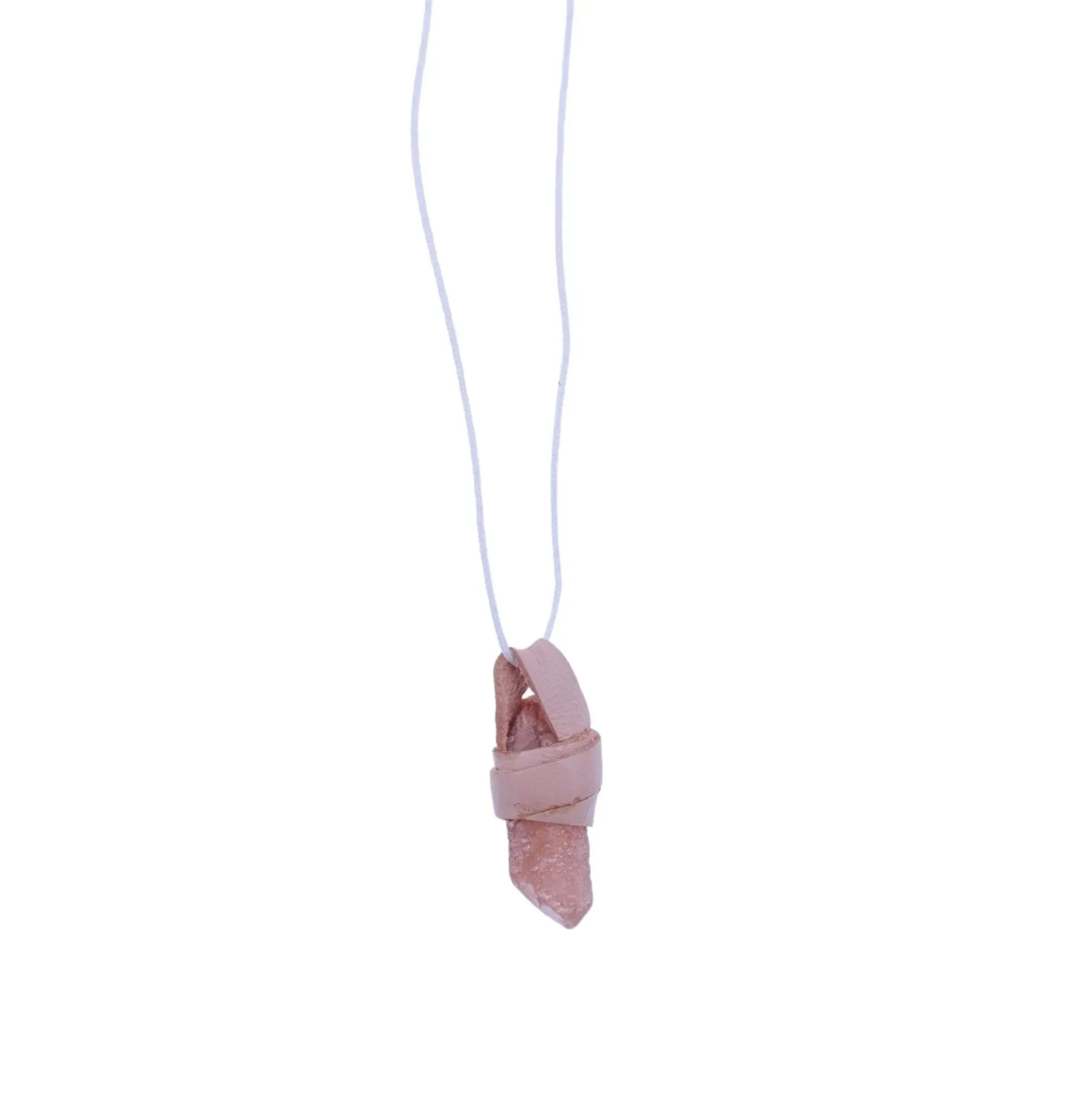Sun Aura Quartz Point Necklace With Leather