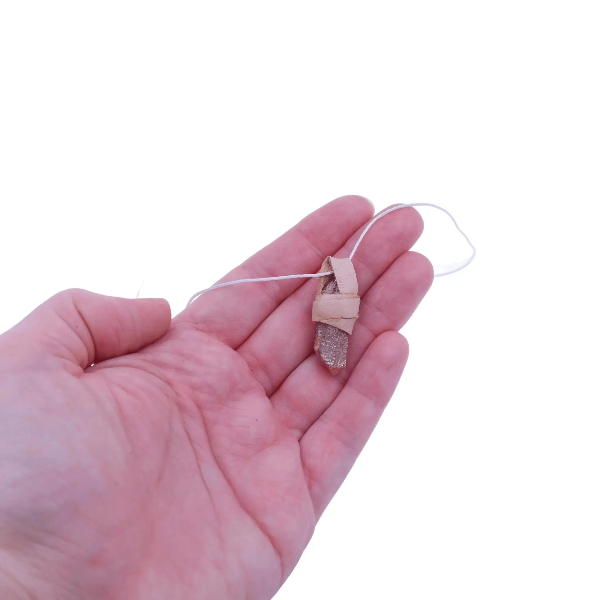 Sun Aura Quartz Point Necklace With Leather