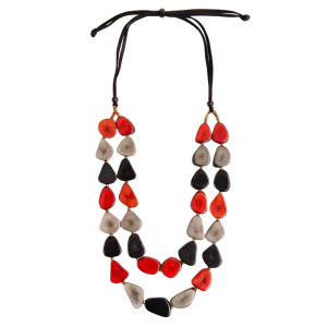 Tagua Women's Red Charcoal Onyx Marlene Necklace