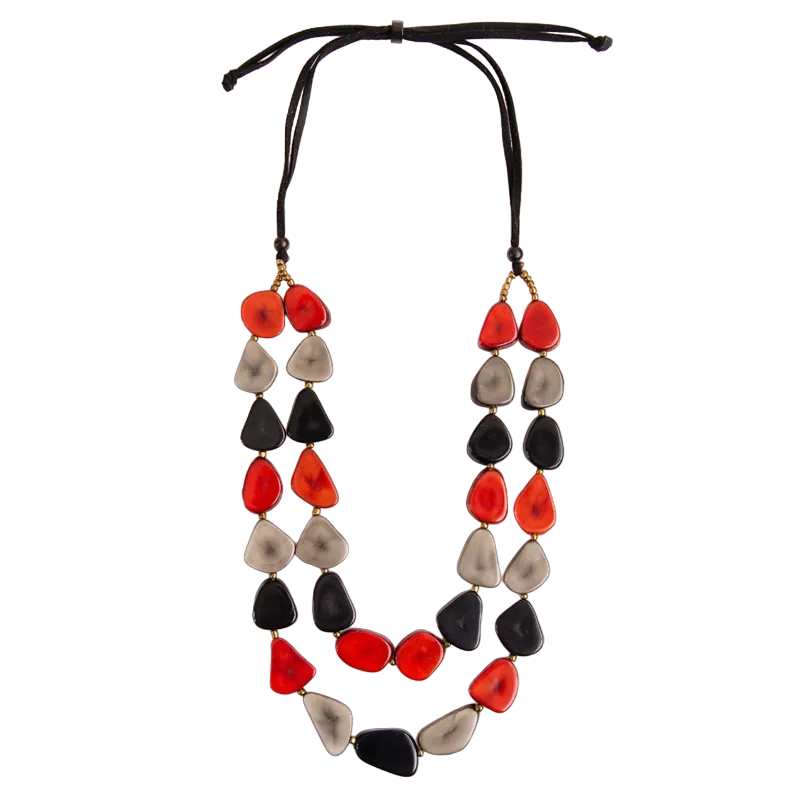 Tagua Women's Red Charcoal Onyx Marlene Necklace