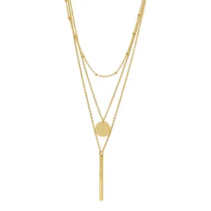 Tarnish Resistant 14k Gold Plated Layered Pendant Necklace Set
