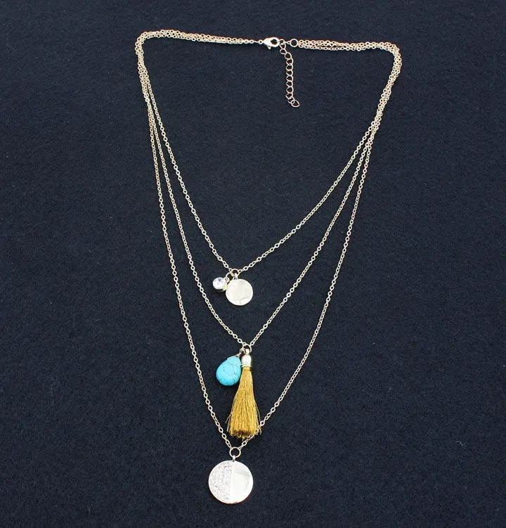 Tassel Coin Layer Necklace
