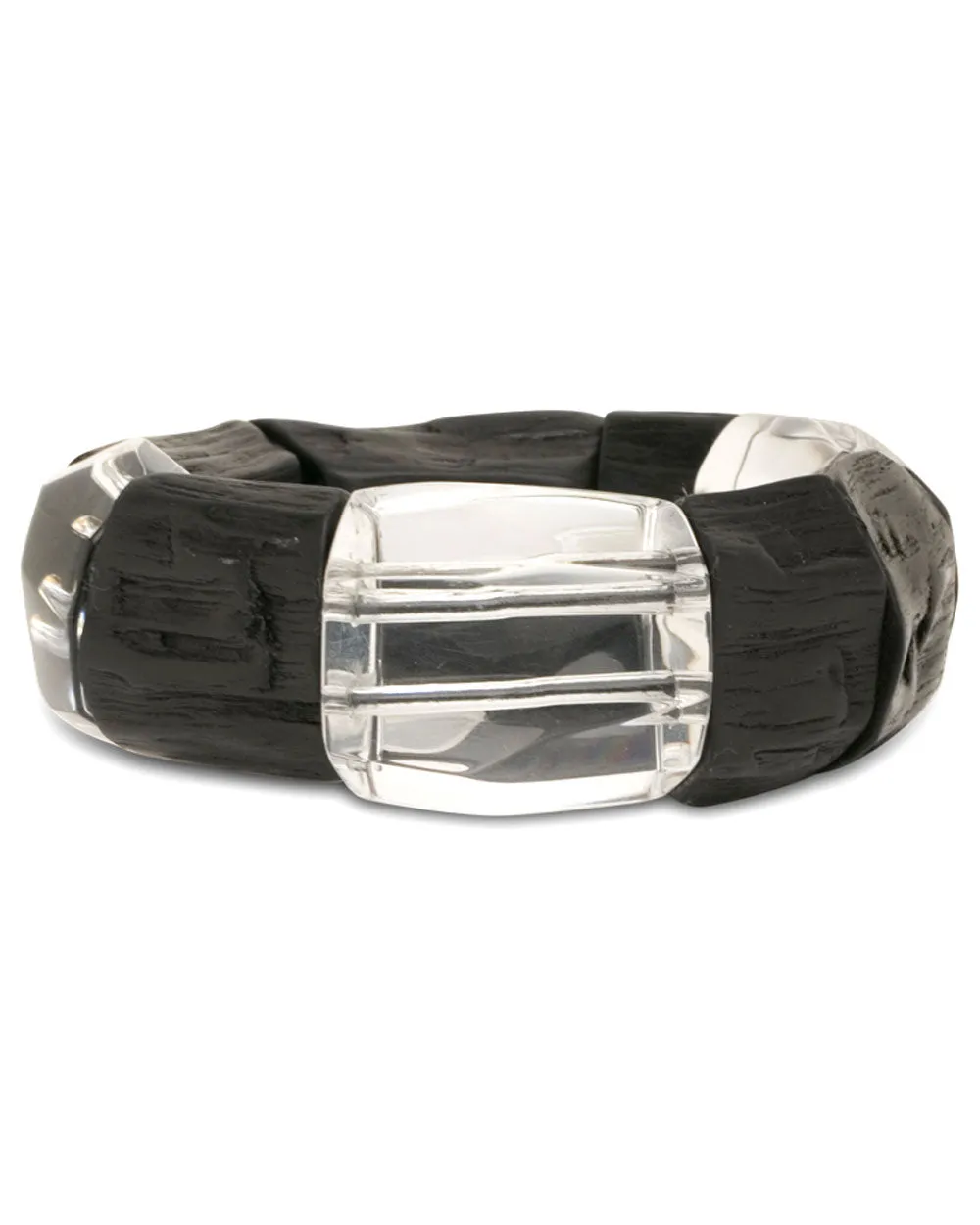 Textured Ebony and Faceted Acrylic Bracelet